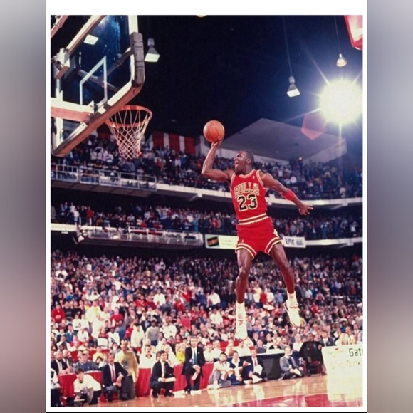 MICHAEL AIR JORDAN BULLS 8.5x11 GLOSSY NBA 1988 SLAM DUNK CONTEST VINTAGE POSTER - Picture 2 of 7
